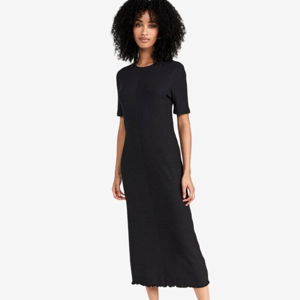 Sweaty Betty Ribbed‎ Midi Dress Size 8 Black Bodycon Casual Minimalist